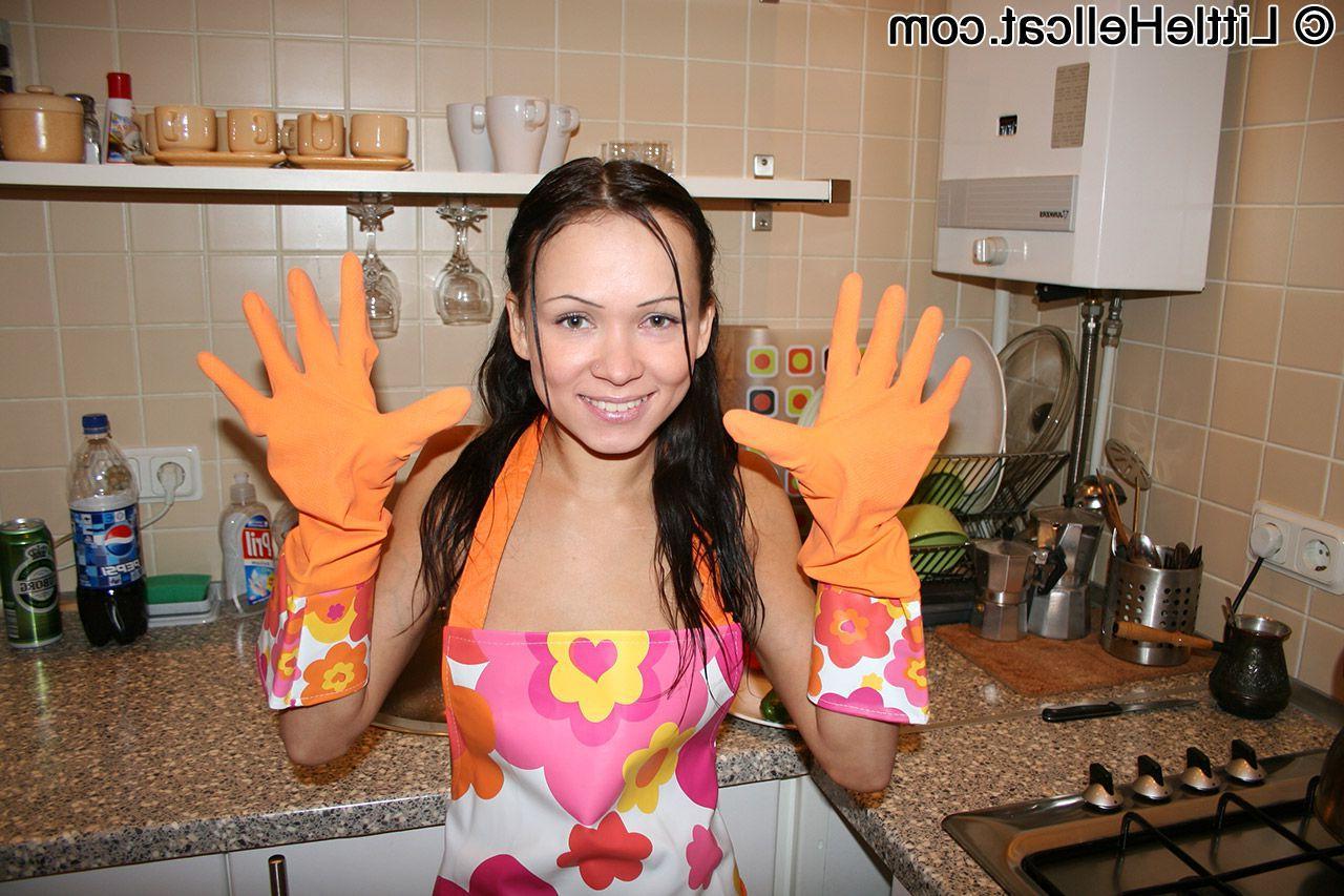 16P Pictures of teen cutie Little Hellcat fucking in the kitchen