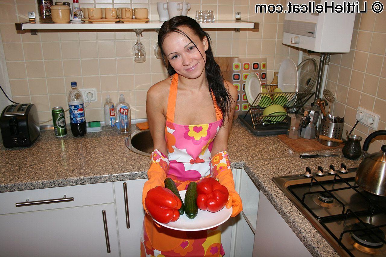 16P Pictures of teen cutie Little Hellcat fucking in the kitchen