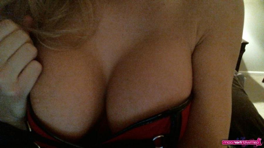 12P Blonde cam girl Natasha Adams teases in a sexy red corset