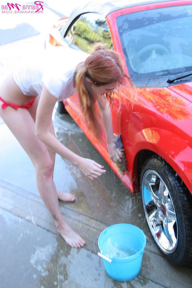 20P Pictures of Reanna Mae washing her car