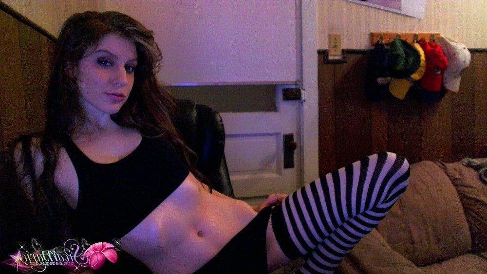 15P Sica Marie shows off her stunning teen body in striped socks on cam