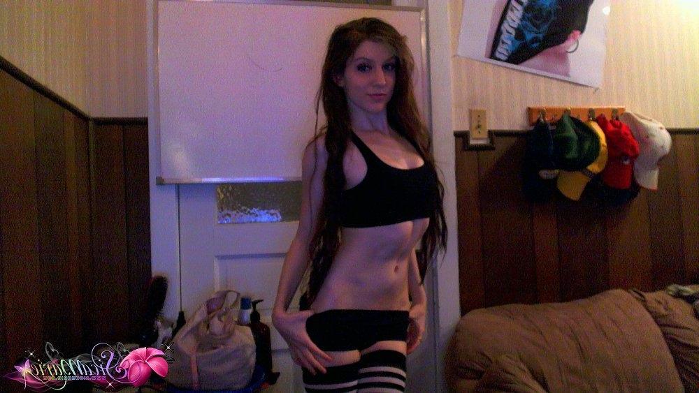 15P Sica Marie shows off her stunning teen body in striped socks on cam