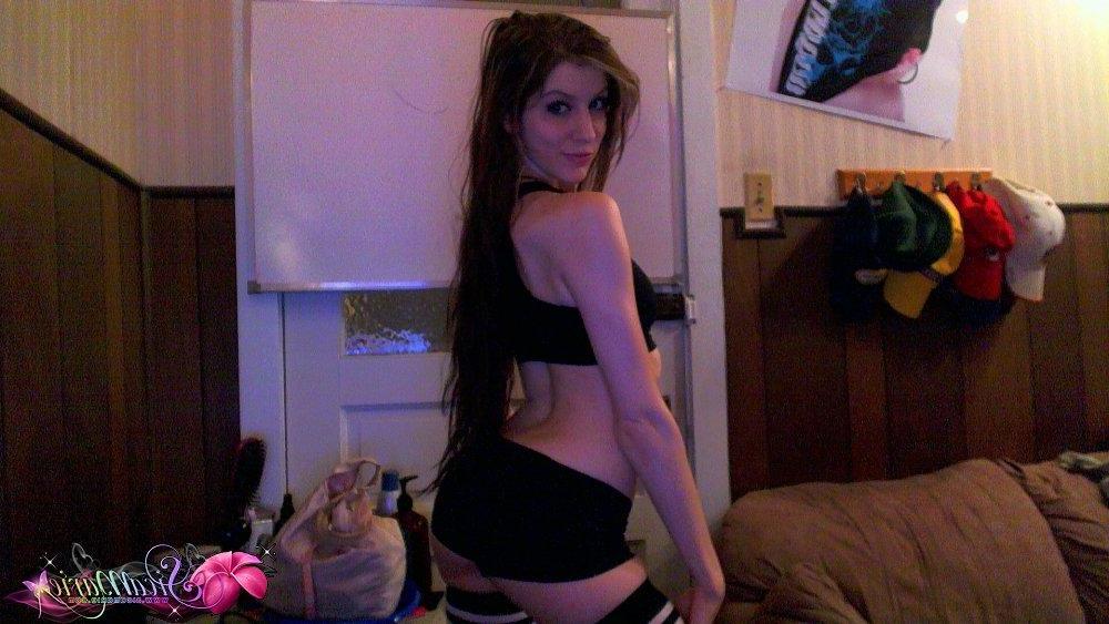 15P Sica Marie shows off her stunning teen body in striped socks on cam