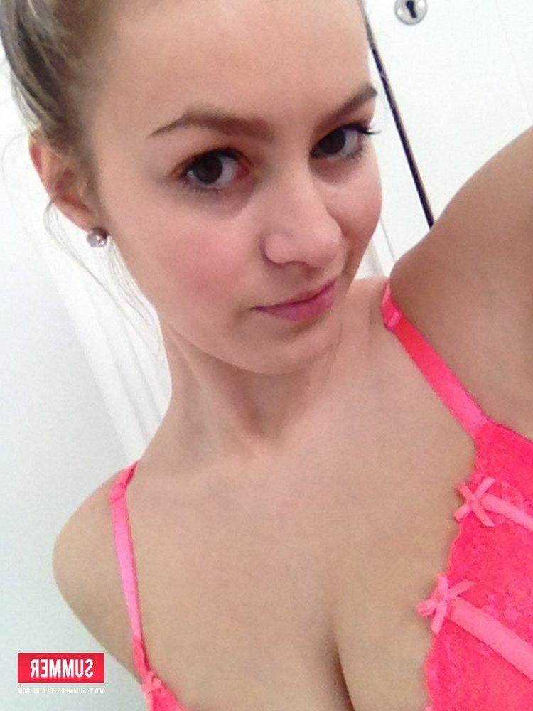 12P Blonde teen Summer strips her hot pink lingerie just for you