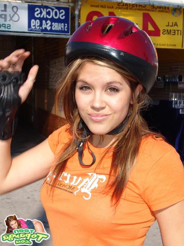 12P Hot Teen Topanga gets hot while rollerskating and starts stripping