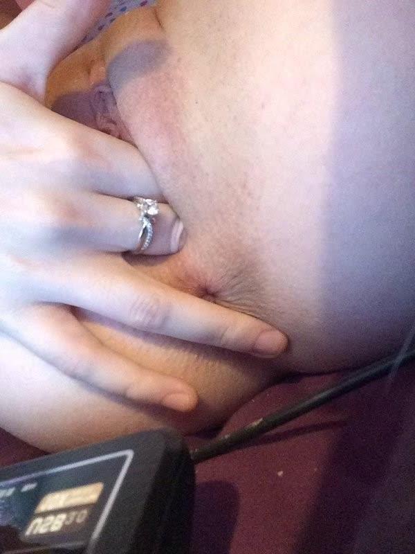 16P Honey with pierced breasts playing with her creamed pussy