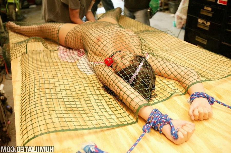 12P Brunette girl Brooke gets netted and pleasured with sex toys and a cock
