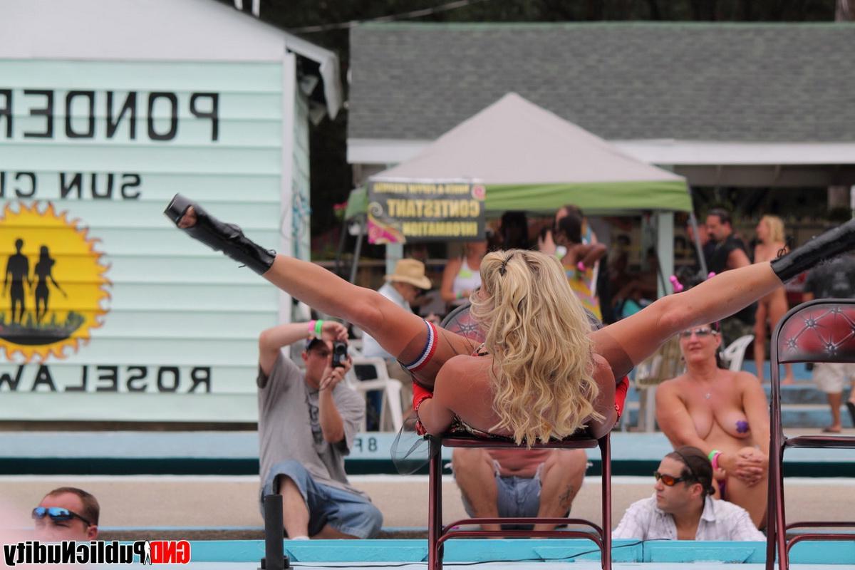 12P No ones shy at a public nudity party where hot girls walk around naked and flashing the cameras