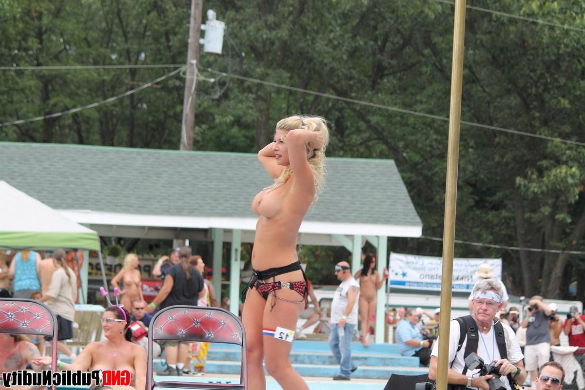 12P No ones shy at a public nudity party where hot girls walk around naked and flashing the cameras