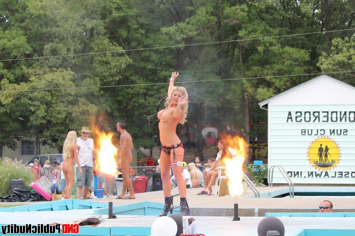 12P No ones shy at a public nudity party where hot girls walk around naked and flashing the cameras