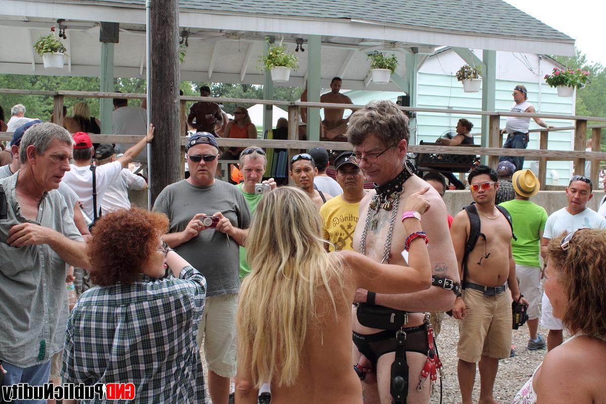 12P No ones shy at a public nudity party where hot girls walk around naked and flashing the cameras