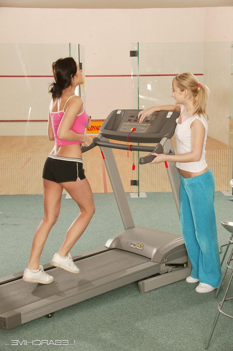 14P Horny lesbos Sonia and Clare get each other off while exercising