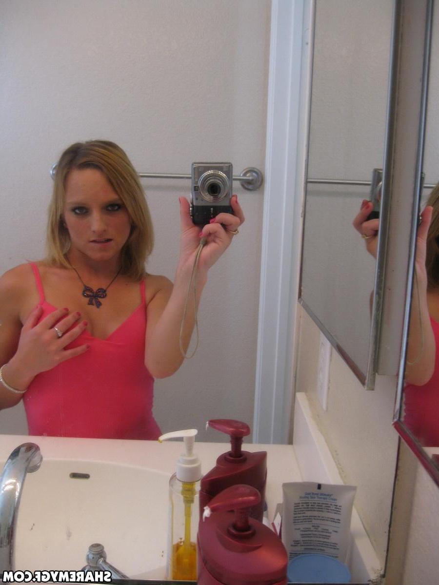 12P Cute tattooed girlfriend takes selfshot pictures of her perky little tits`