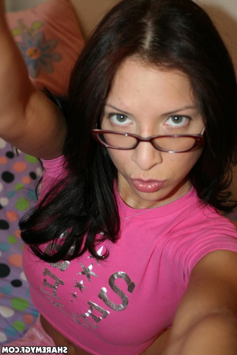 12P Sexy brunette coeds taking nude selfies