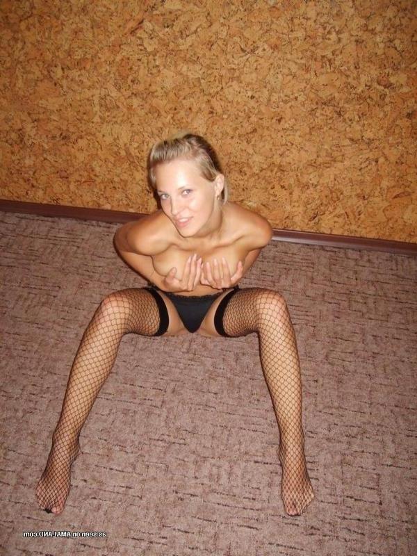 14P Blonde GF teases on cam in her fishnet stockings