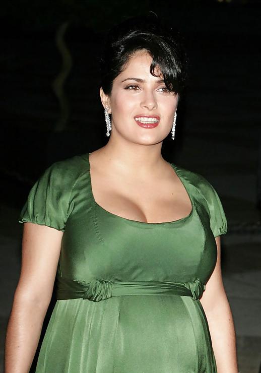 8P Salma Hayek with a big belly.