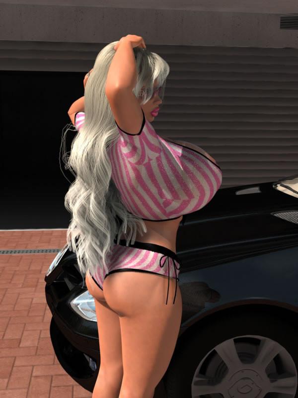 12P Beautiful 3D blonde exposes long sexy legs and perfect busty body