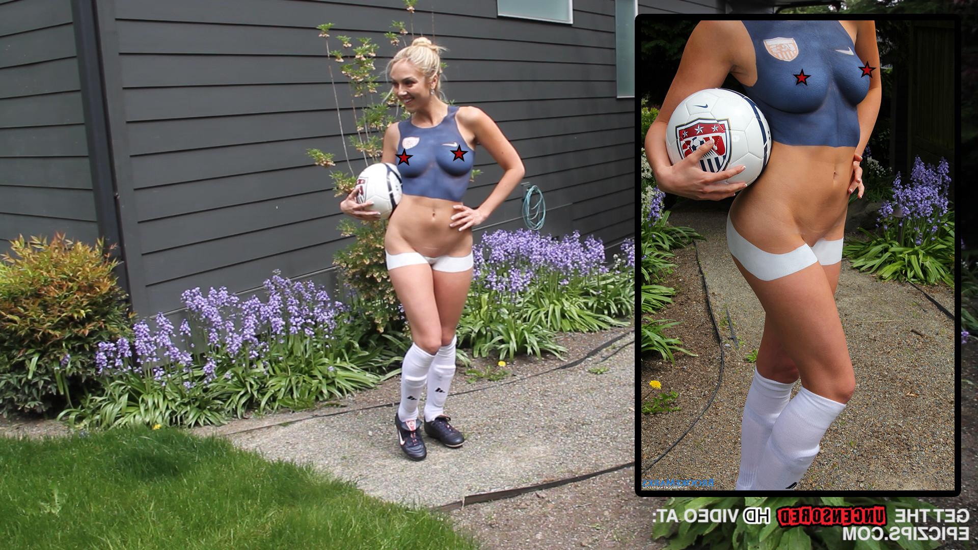 16P Soccer girl fan nude body paint