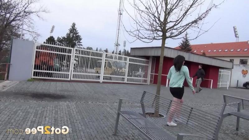15P Dark haired girl is watched outside as she pees