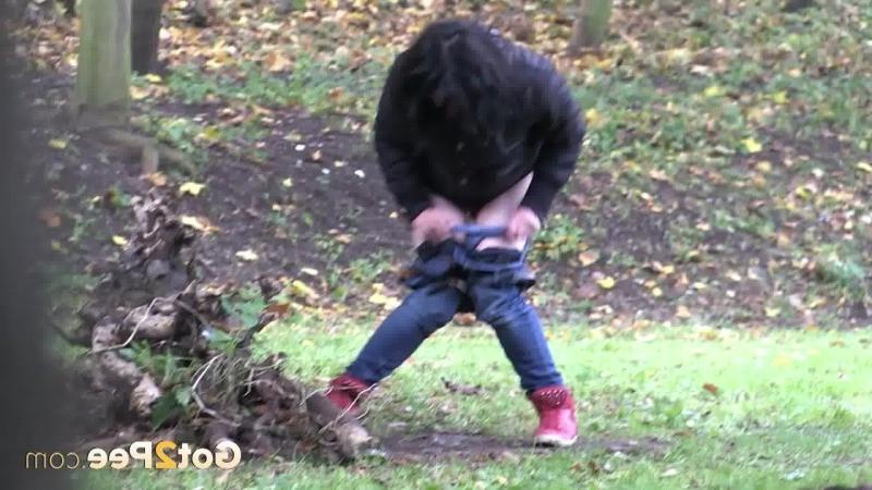 15P Cute teen is shy but pees while outside
