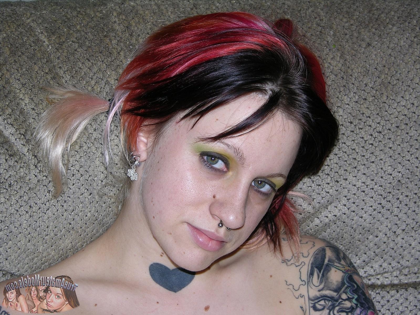 17P Tattooed Punk Rock Amateur Teen Shows Her Hairy Pink Asshole