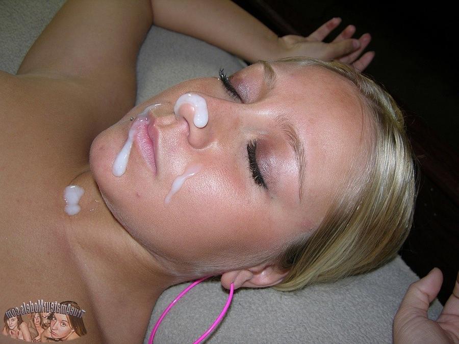 14P Hot amateur blonde babe gets massive cum facial