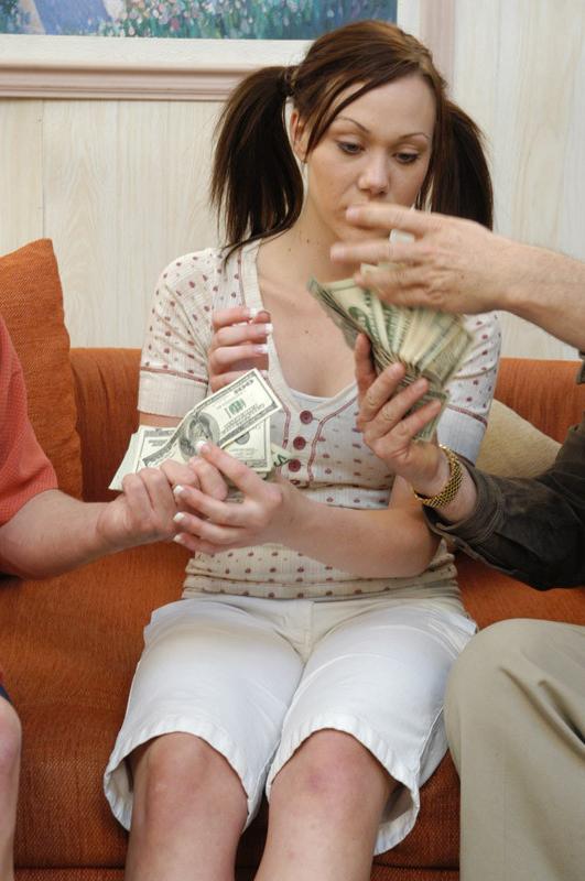20P Petite hottie receives cash.