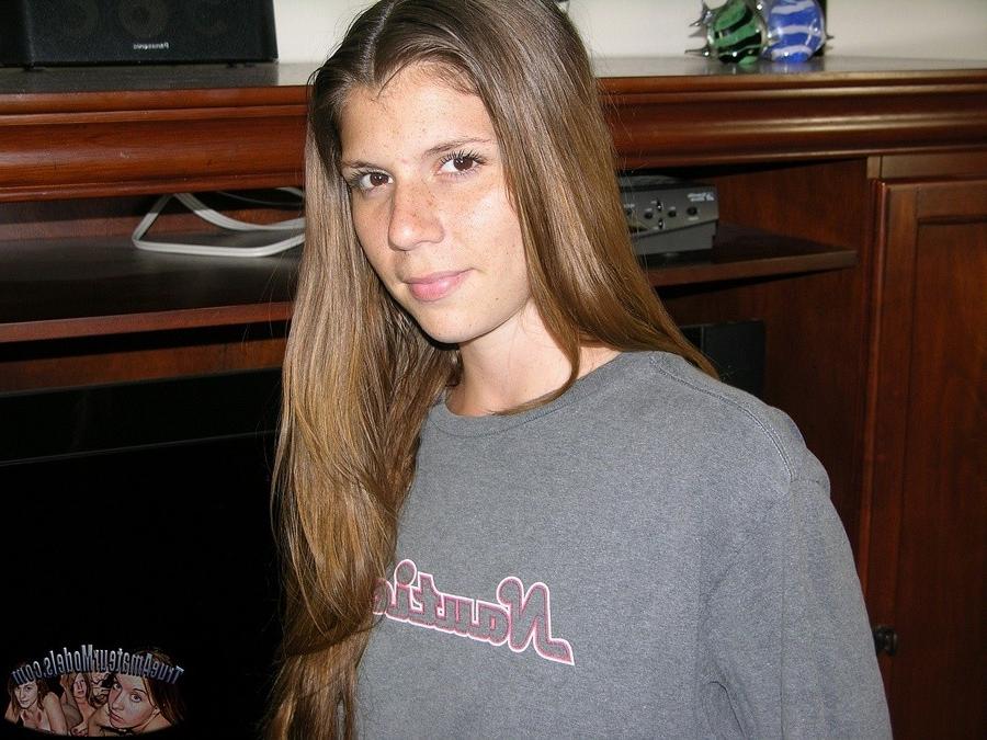 14P Cute amateur teenager with freckles modeling nude
