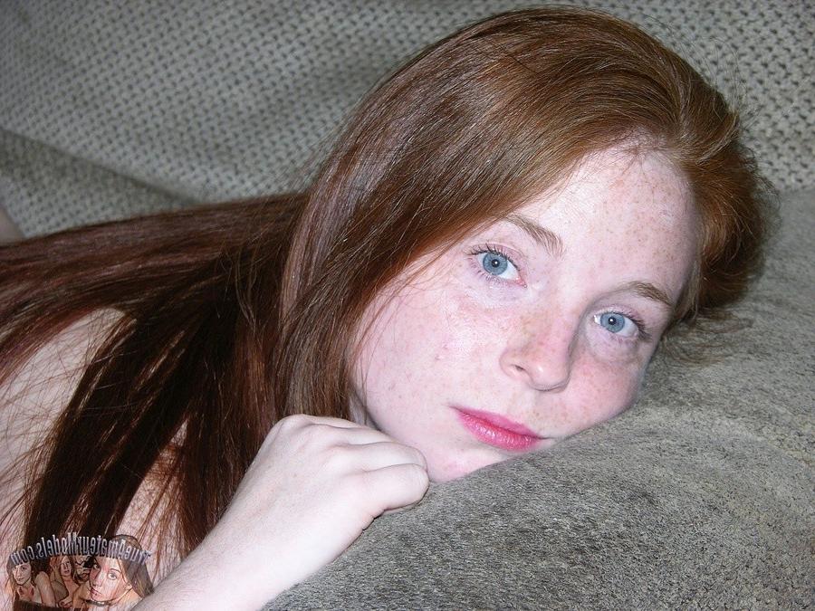 14P Amateur redhead teen with freckles and hairy pussy