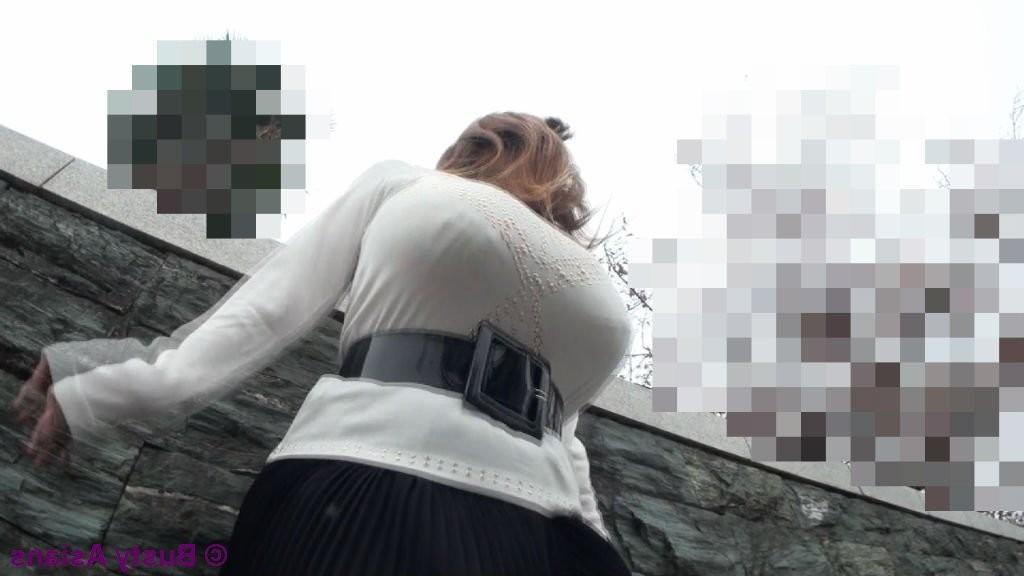 16P Amateur busty asian with monster big tits posing in public