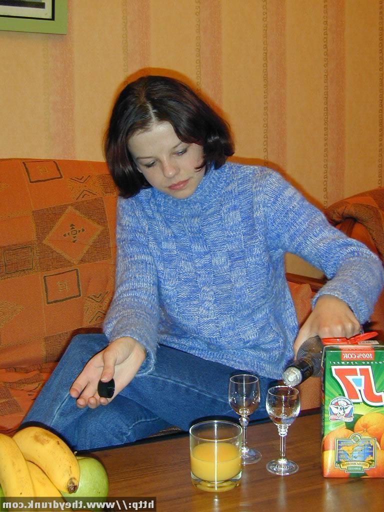 16P Young Russian teen gets drunk and caresses her tight slit