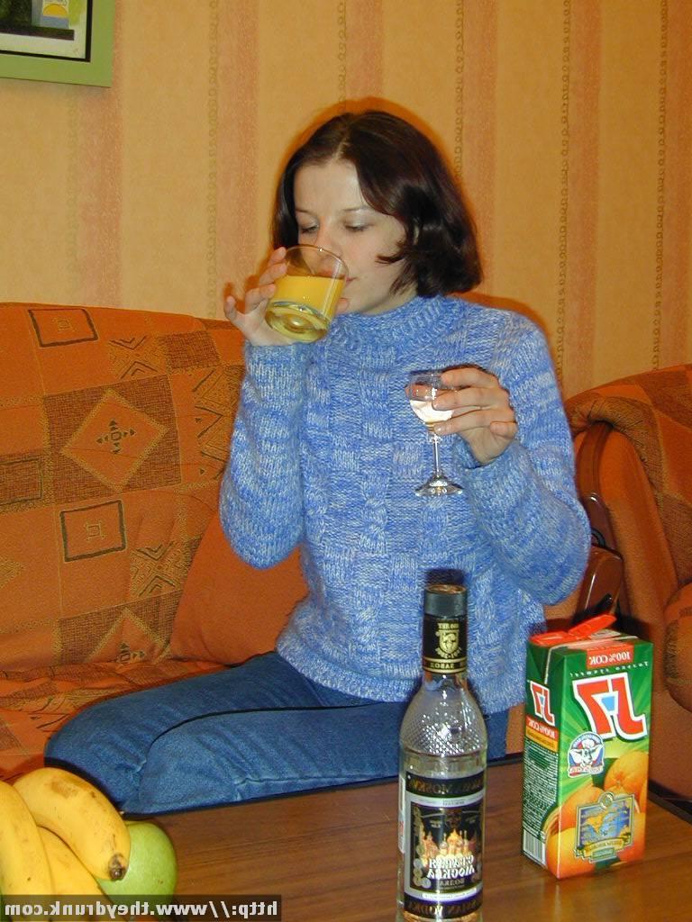 16P Young Russian teen gets drunk and caresses her tight slit