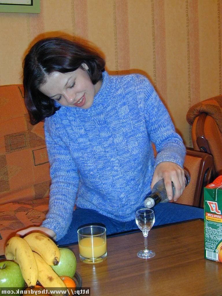 16P Young Russian teen gets drunk and caresses her tight slit