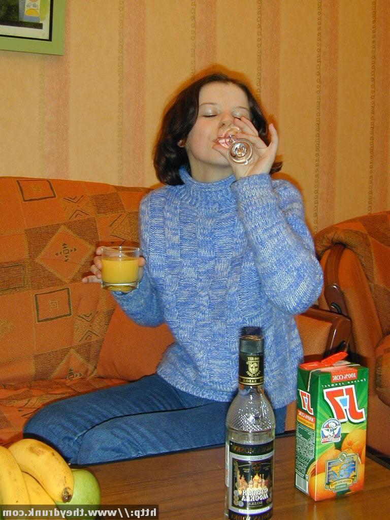 16P Young Russian teen gets drunk and caresses her tight slit