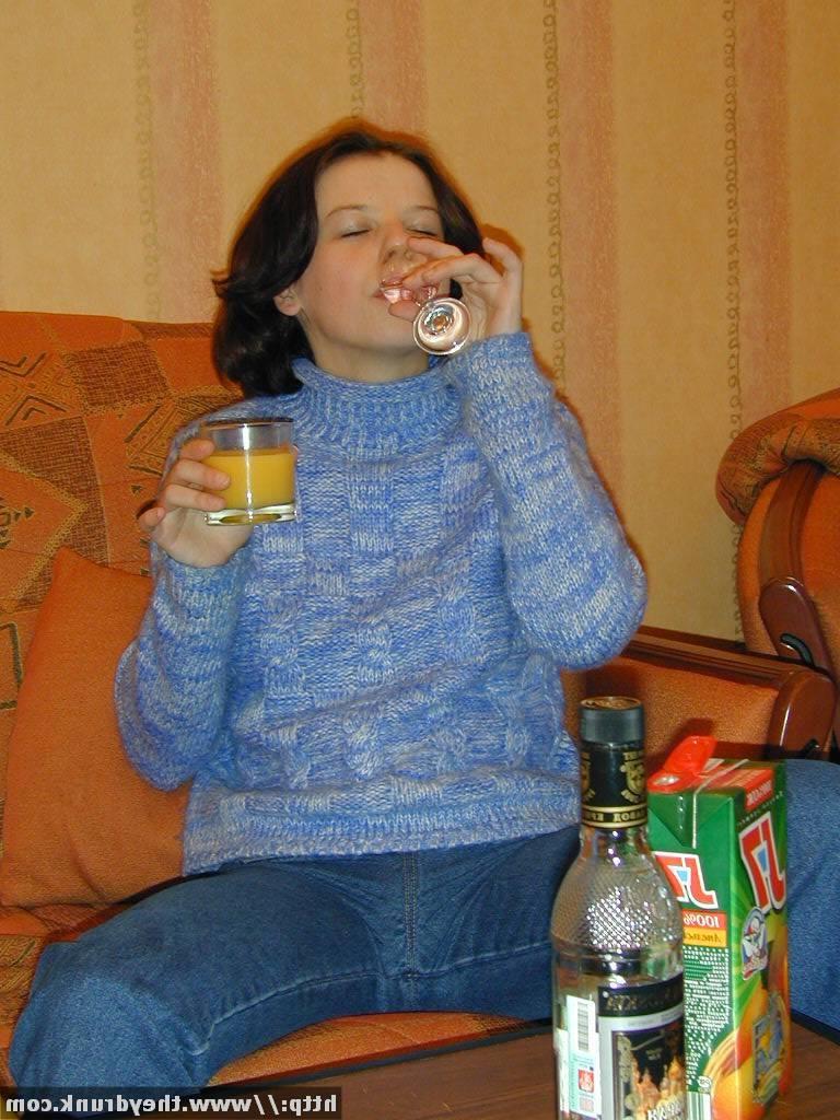 16P Young Russian teen gets drunk and caresses her tight slit