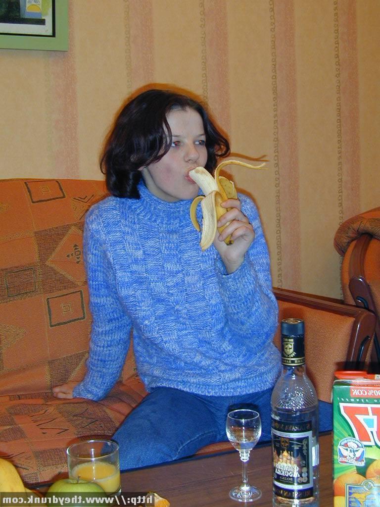16P Young Russian teen gets drunk and caresses her tight slit