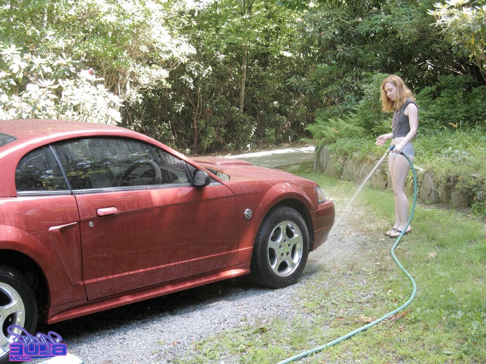 15P I am washing my Old Car. It is a 04 Red Mustang
