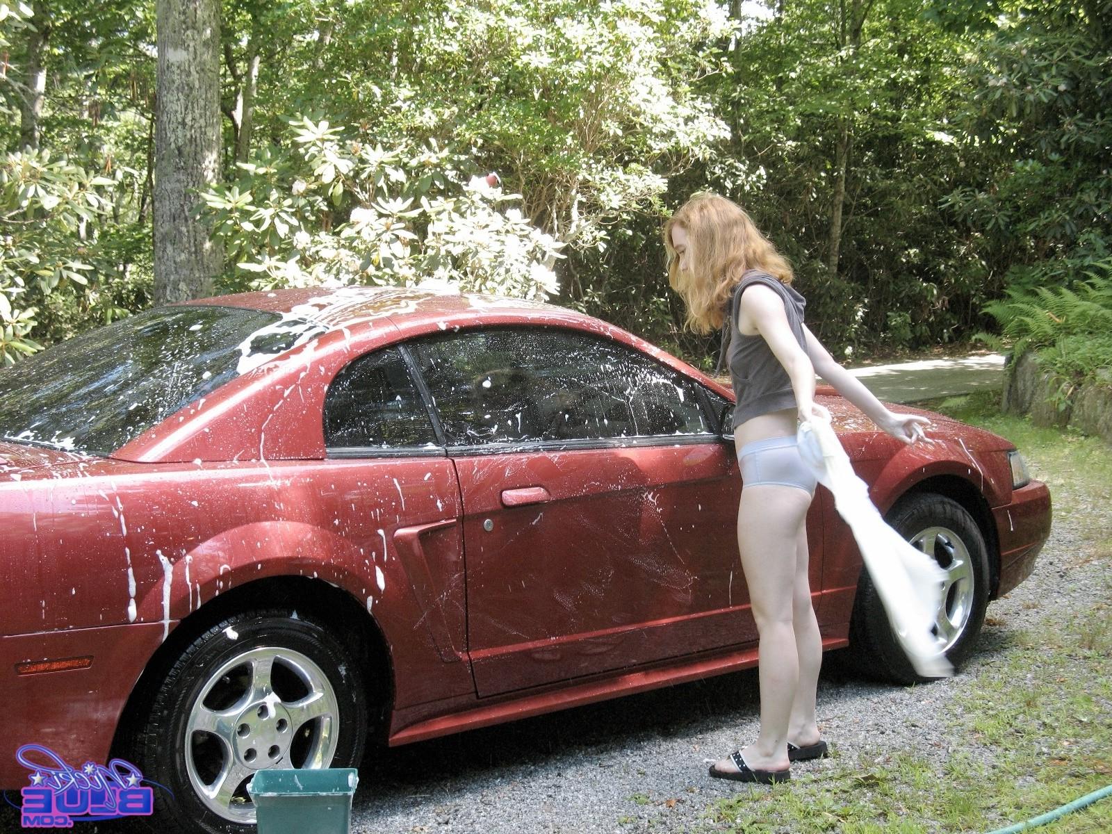 15P I am washing my Old Car. It is a 04 Red Mustang