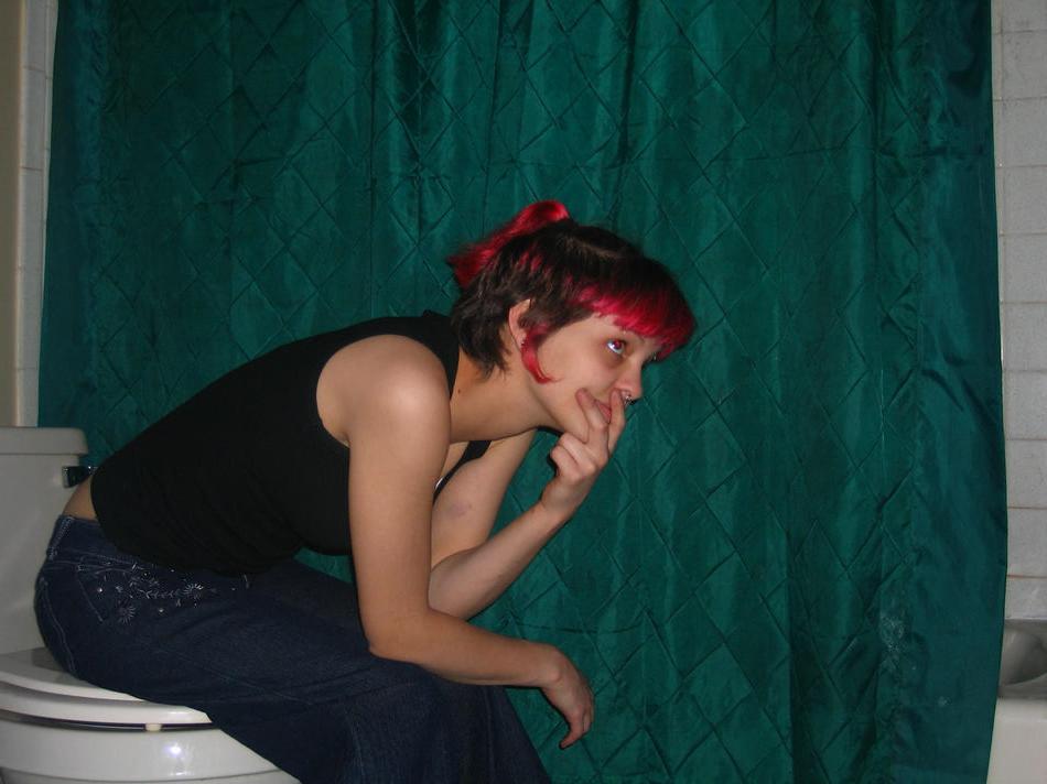 15P Pierced and pink haired teen GF shows pussy and fingers asshole