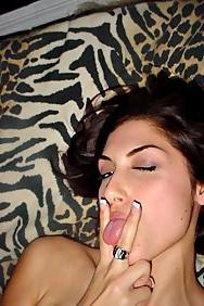 12P Brunette girl gagging on All Of GFs