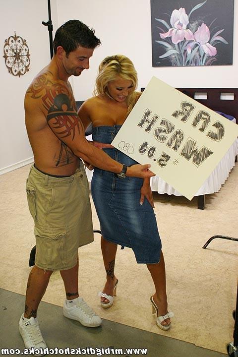 18P Blonde babe strips off her jean dress for Julians big dick pussy pounding