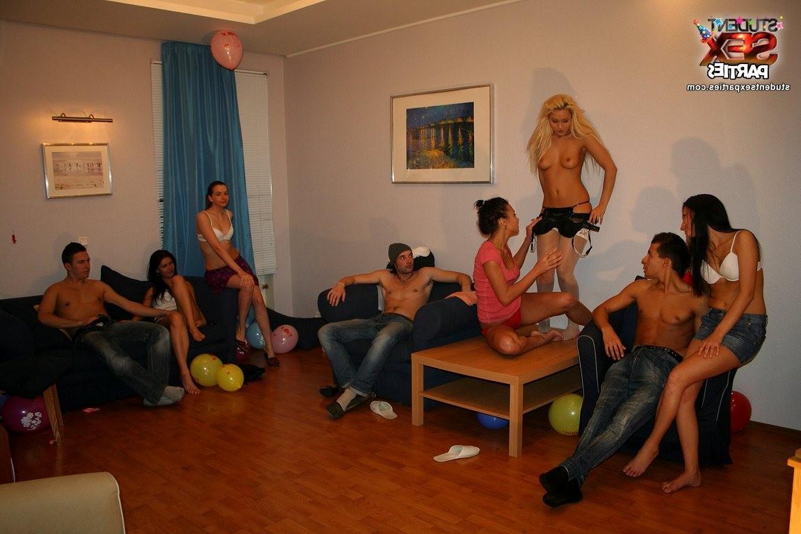 8P Gang bang and blonde's cum stained belly