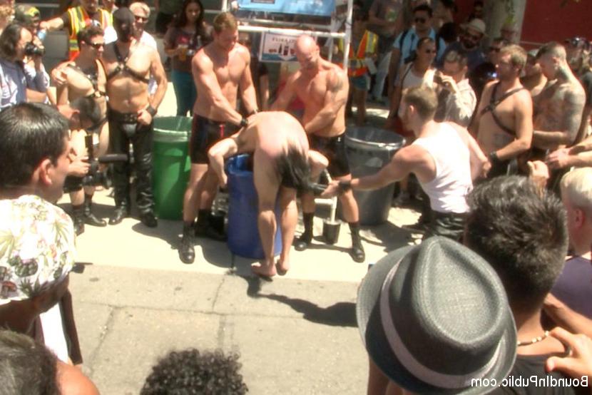 15P Publicly humiliated asshole zapped and covered in strangers cum