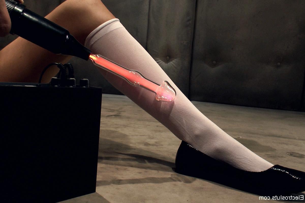 24P Babe is dominated and tortured with electricity by lesbian domme