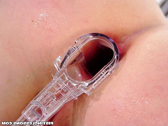 15P Getting a bottle in her asshole and her pussy stretched