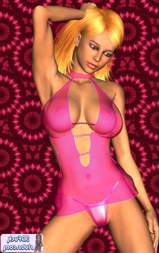 16P Toon girl in pink lingerie poses
