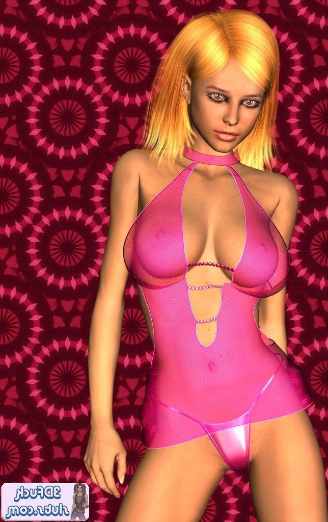 16P Toon girl in pink lingerie poses