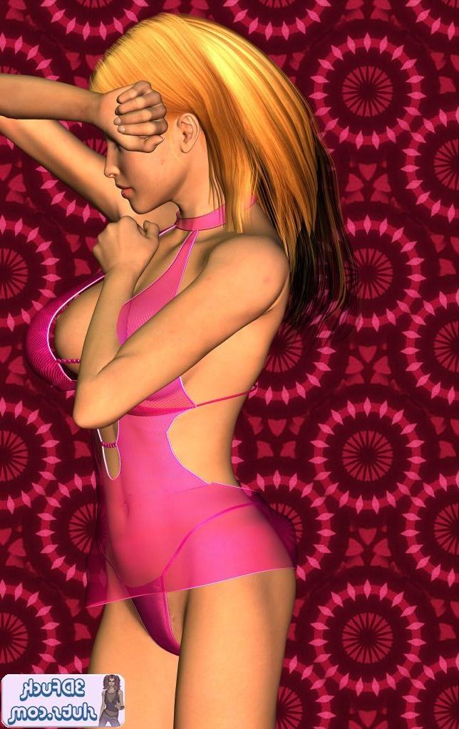 16P Toon girl in pink lingerie poses