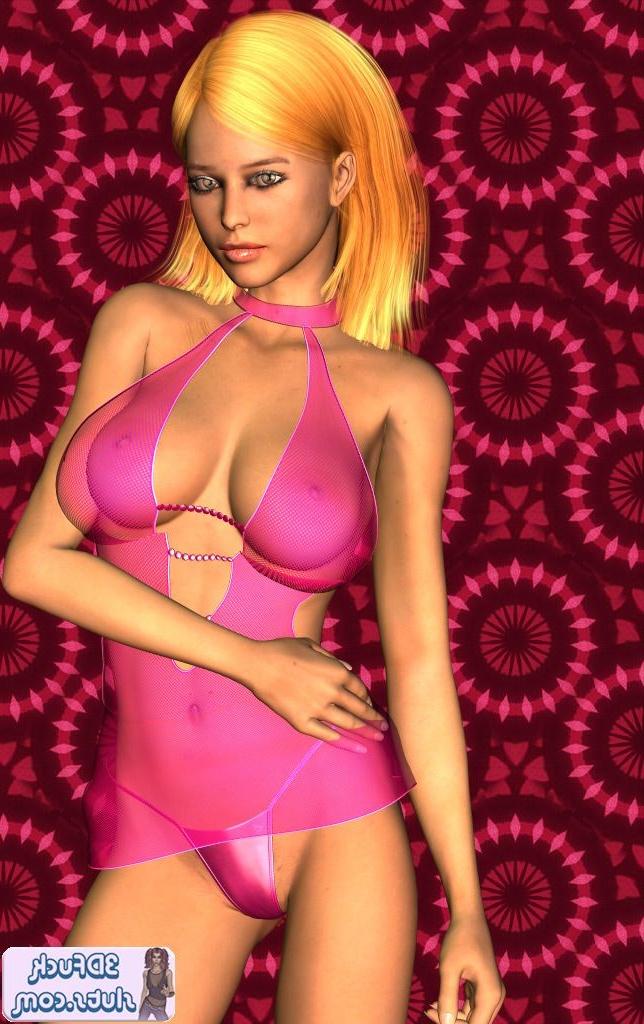 16P Toon girl in pink lingerie poses