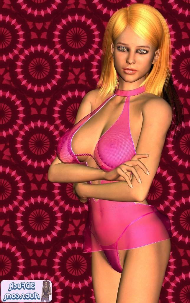 16P Toon girl in pink lingerie poses